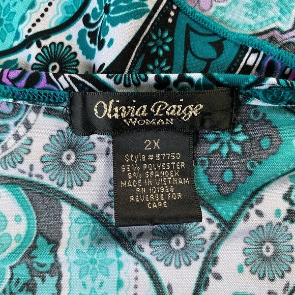 Olivia Paige Pullover Faux Wrap Short Sleeves Top Size 2X - Picture 9 of 9